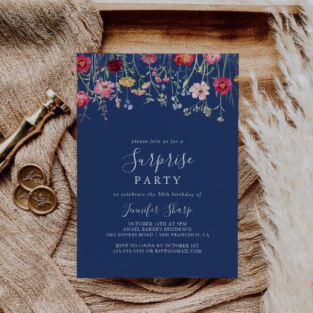 Boho Multicolor Wildflower Surprise Party Invitation (Creator Uploaded)