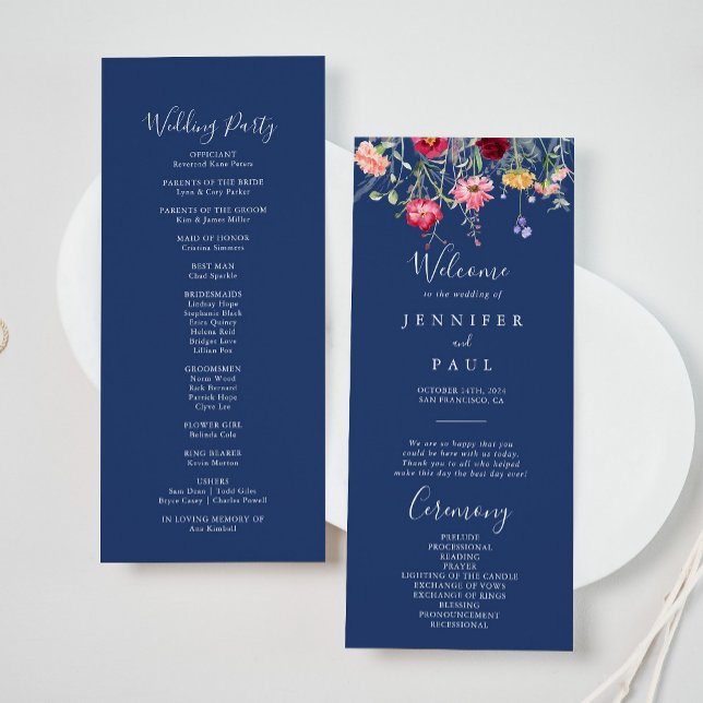 Boho Multicolor Wildflower Wedding Program Programme (Creator Uploaded)