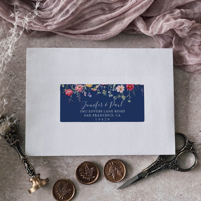Boho Multicolor Wildflower Wedding RSVP Address Label (Creator Uploaded)
