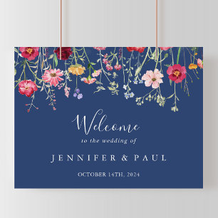 Boho Multicolor Wildflower Wedding Welcome Sign