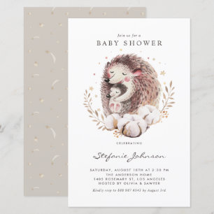 Boho Mum and Baby Hedgehog Baby Shower Invitation
