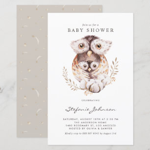 Boho Mummy and Baby Owl Baby Sprinkle Invitation