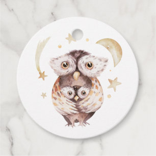 Boho Mummy and Baby Owl Woodland Baby Shower Favour Tags