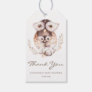 Boho Mummy and Baby Owls Baby Shower Thank You Gift Tags