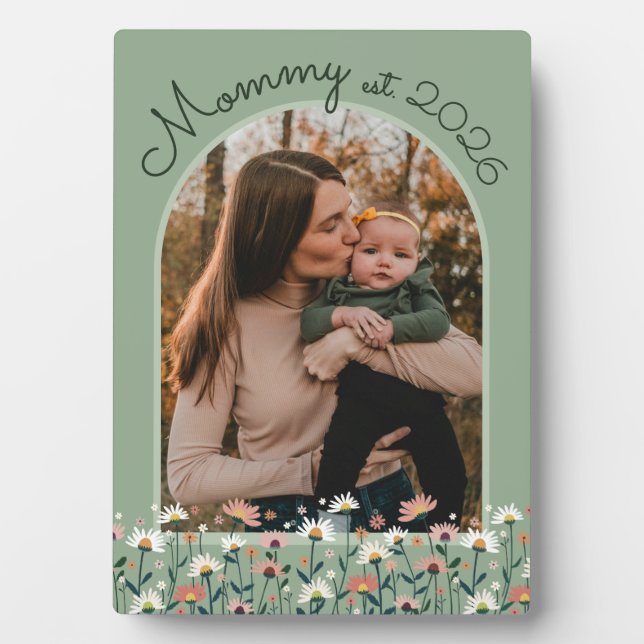Boho Mummy Established Sage Green Photo Plaque (Front)