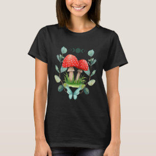 Boho Mushroom Butterfly and Moon Phase Design T-Shirt