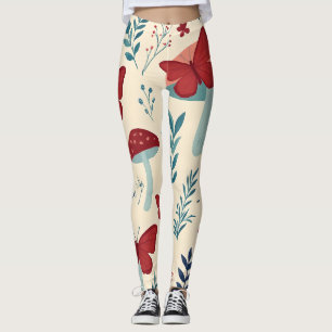 Boho Mushrooms & Butterflies Leggings