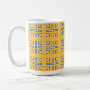 Boho Mustard Yellow & Blue Hearts Coffee Mug