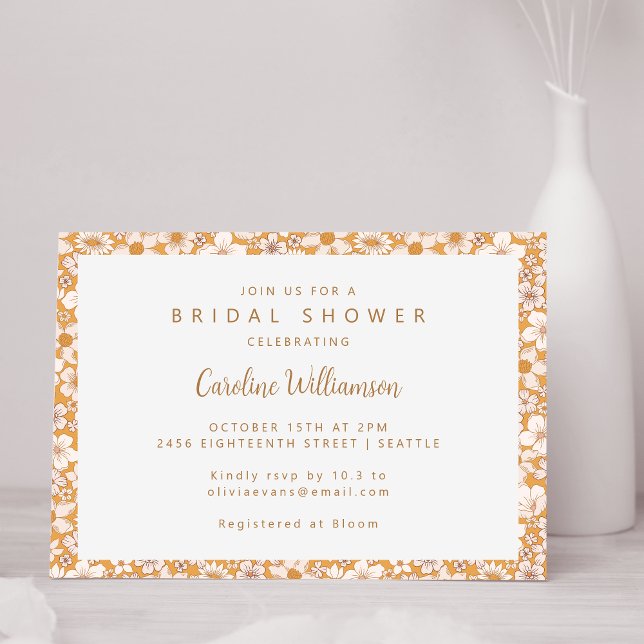 Boho Mustard Yellow Spring Floral Bridal Shower Invitation (Creator Uploaded)