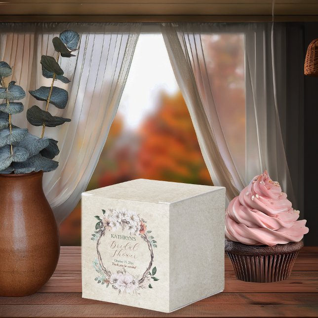 Boho Muted Fall Floral Bridal Shower Favour Box (Boho Muted Fall Floral and Grapevine Wreath "Fall in Love" Bridal Shower Collection Favor Box)