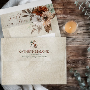 Boho Muted Fall Floral Fall in Love Bridal Shower Envelope