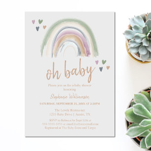 Boho Muted Rainbow Baby Shower Invitation