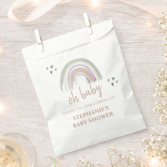  Boho  Muted Rainbow Baby Shower Thank you  Favour Bags (Clipped)
