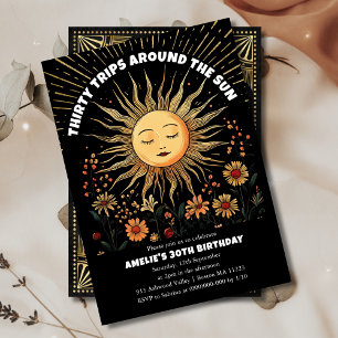 Boho Mystical Sun 30th Birthday Invitation