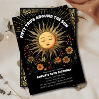 Boho Mystical Sun 50th Birthday Invitation
