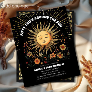 Boho Mystical Sun 50th Birthday Invitation