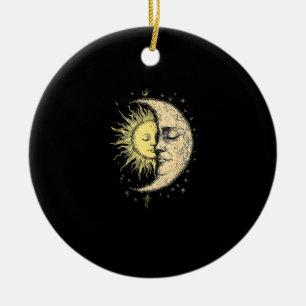 Boho Mystical Sun And Moon Aesthetic Vintage Ceramic Tree Decoration