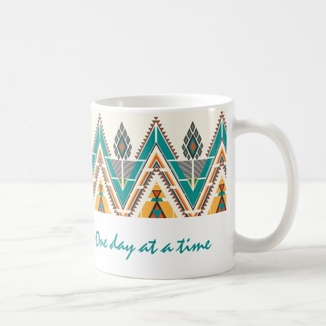 Boho Native Pattern Tribal "One day at a Time"  Coffee Mug (Right)