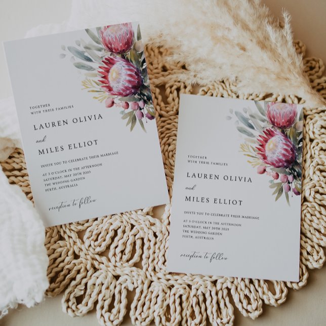 Boho Native Protea Wedding Invite (Creator Uploaded)