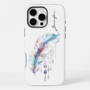 Boho Native Spirit Watercolor Feather  iPhone 16 Pro Max Case