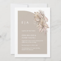 Boho Natural Minimalist Monogram Half Arch Wedding