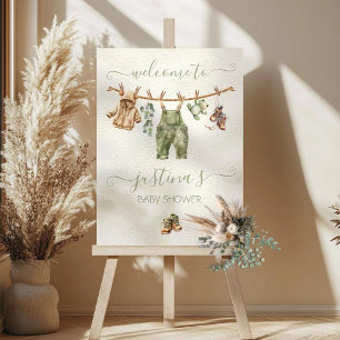 Boho Nature Baby Shower Clothesline Welcome Sign