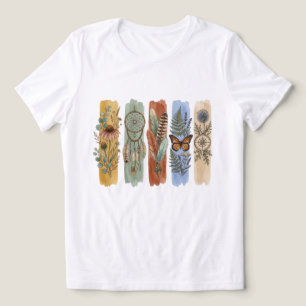 Boho Nature Elements Watercolor Earthy Aesthetic Tri-Blend Shirt