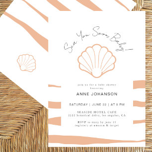 Boho Nautical Stripes Clamshell Baby Girl Shower Invitation