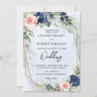 Boho navy and blush gold frame and eucalyptus
