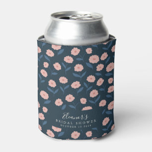Boho Navy and Pink Floral Custom Bridal Shower  Can Cooler