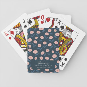Boho Navy and Pink Floral Custom Bridal Shower  Playing Cards