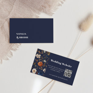 Boho Navy Blue Terracotta Wedding Enclosure Card
