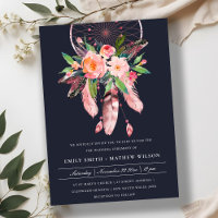 BOHO NAVY BLUSH ANTLER DREAM CATCHER FLORA WEDDING