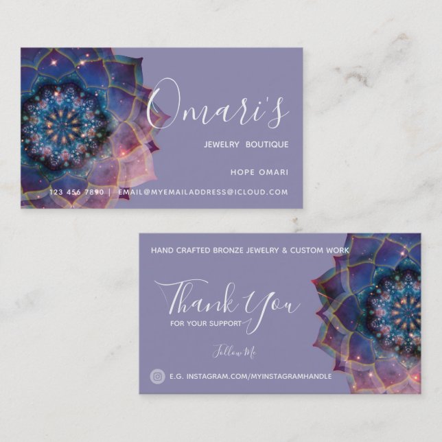 Boho Nebula Bloom | Mandala Design Business Card (Front/Back)