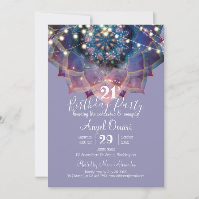 Boho Nebula Bloom | Mandala Design Invitation (Front)