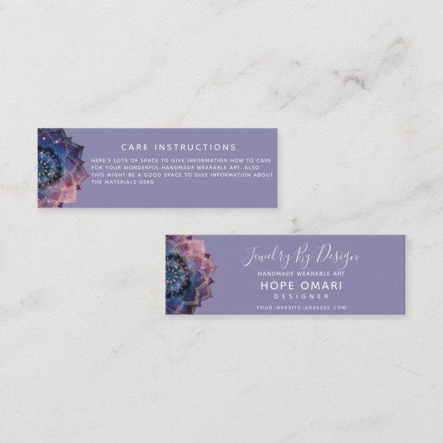 Boho Nebula Bloom | Mandala Design Mini Business Card (Front/Back)