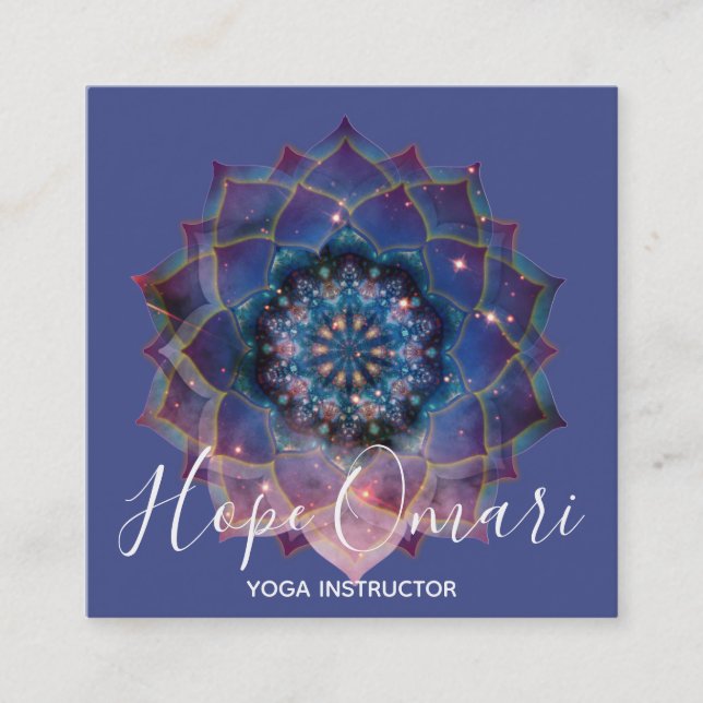 Boho Nebula Bloom | Mandala Design Square Business Card (Front)