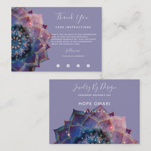Boho Nebula Mandala, Mystical Business Card (Front/Back)