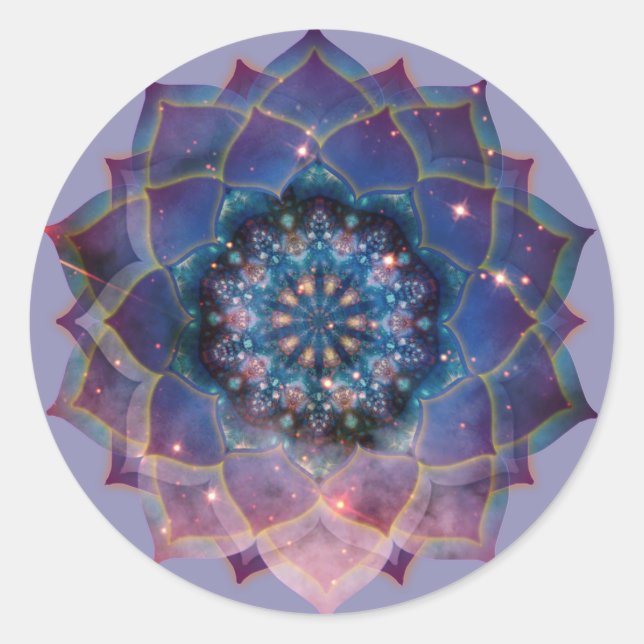 Boho Nebula Mandala, Mystical Classic Round Sticker (Front)