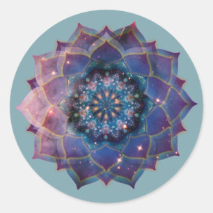 Boho Nebula Mandala, Mystical Classic Round Sticker