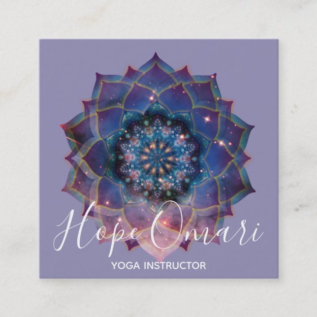 Boho Nebula Mandala, Mystical Square Business Card (Front)