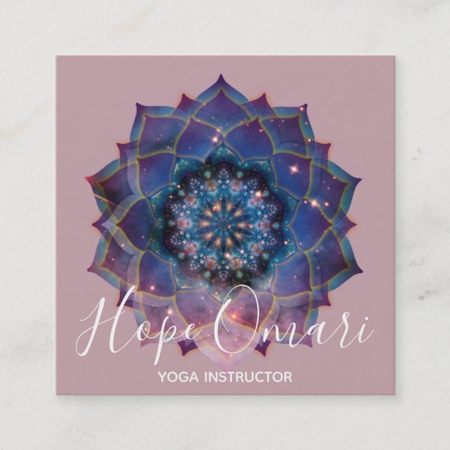 Boho Nebula Mandala, Mystical Square Business Card (Front)
