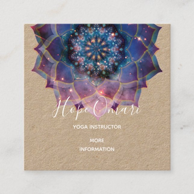 Boho Nebula Mandala, Mystical Square Business Card (Front)