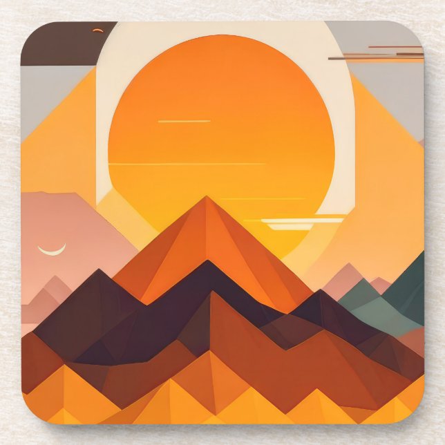 BOHO NEO GEO SUNSET COASTER (Front)