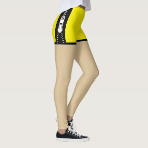 Boho neon Yellow Unique fake shorts design Leggings