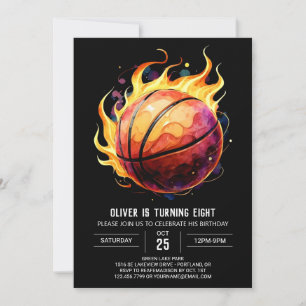 Boho Net Happy Basketball Birthday Invitation