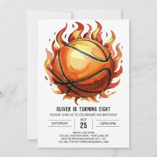 Boho Net Pastel Basketball Birthday Invitation