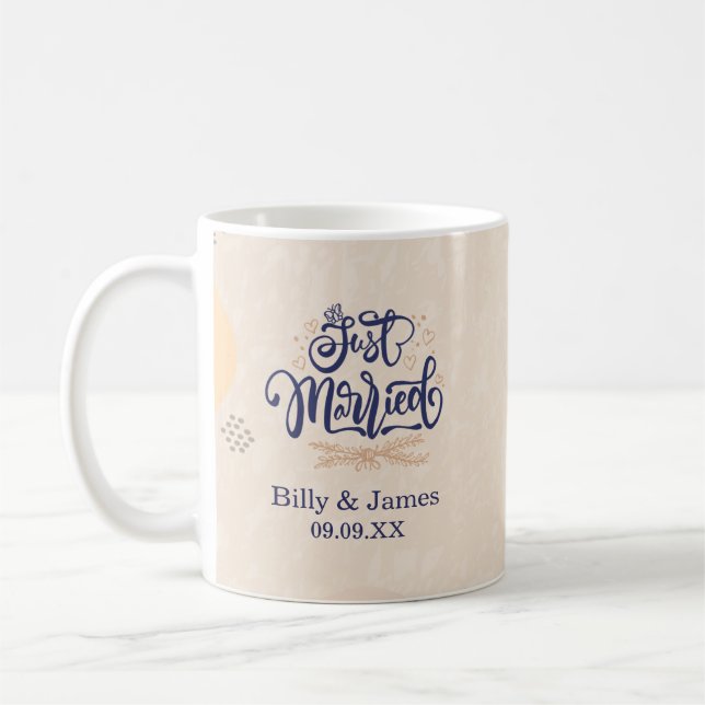 Boho Neutral	Aesthetic Wedding Coffee Mug  (Left)