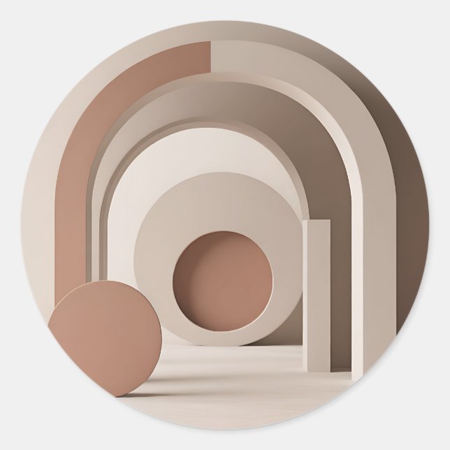 Boho Neutral Arch Geometric Modern  Classic Round Sticker (Front)