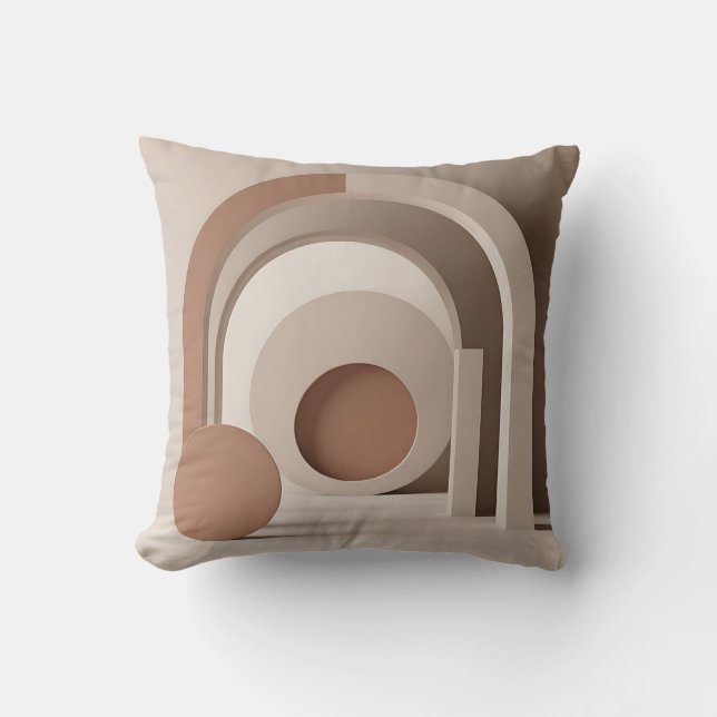 Boho Neutral Arch Geometric Modern  Cushion (Front)